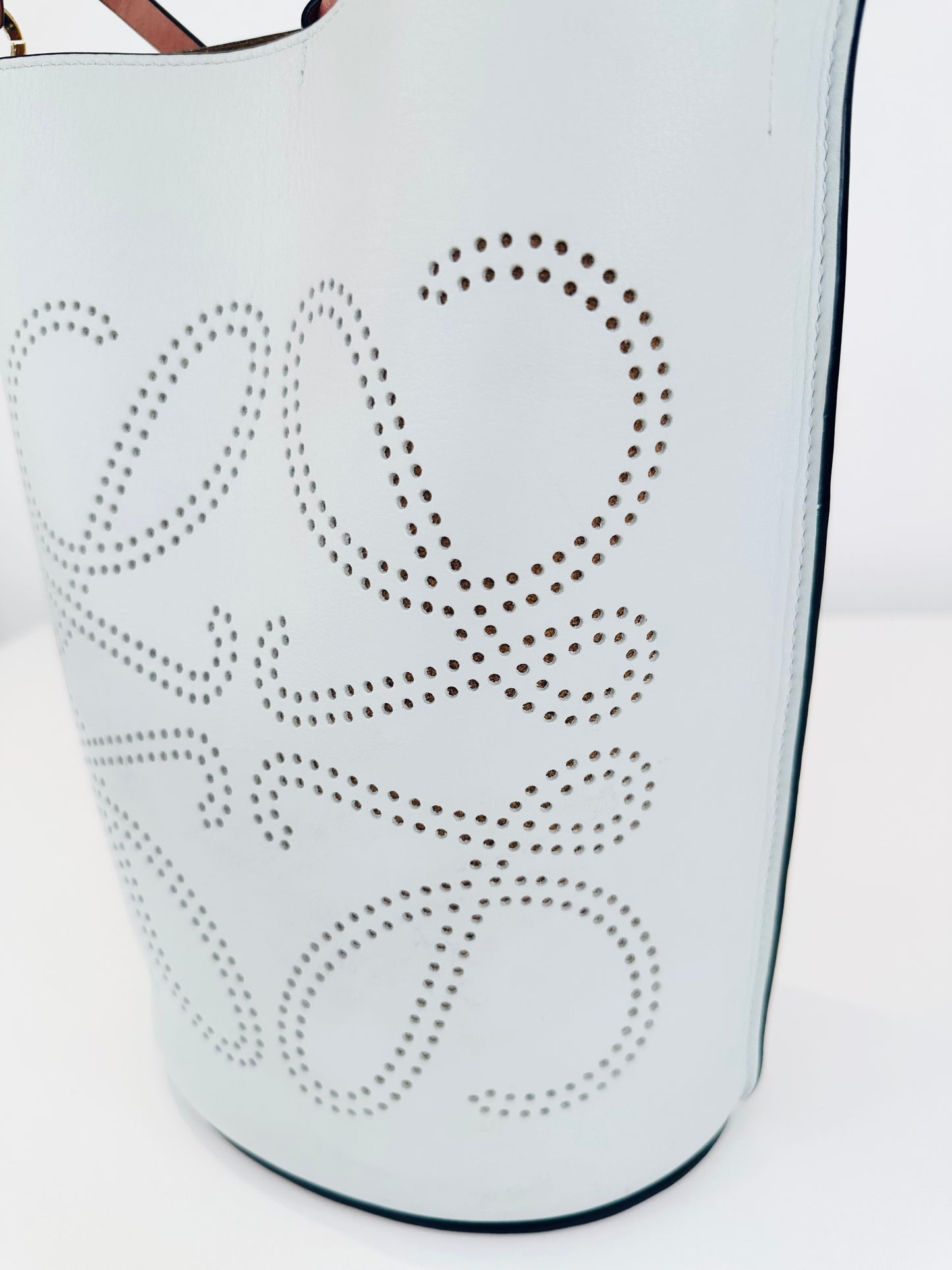 Gate Anagram Perforated Leather Bucket Bag