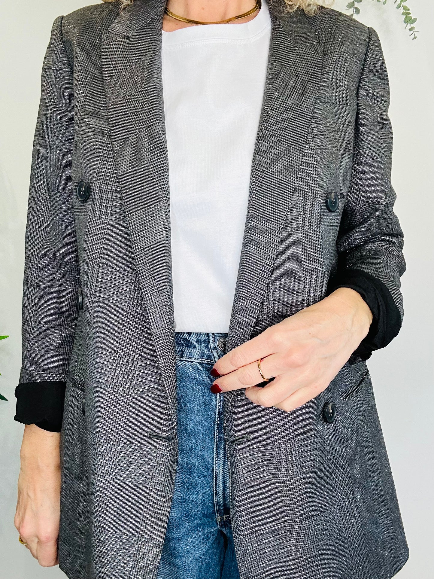 Sparkly Check Blazer - Size 10