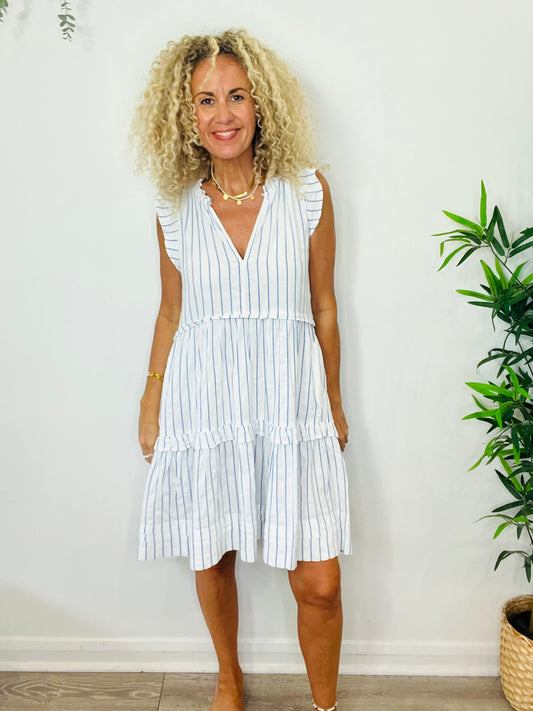 Striped Frill Dress - Size 12