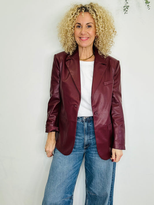 Faux Leather Blazer - Size 8