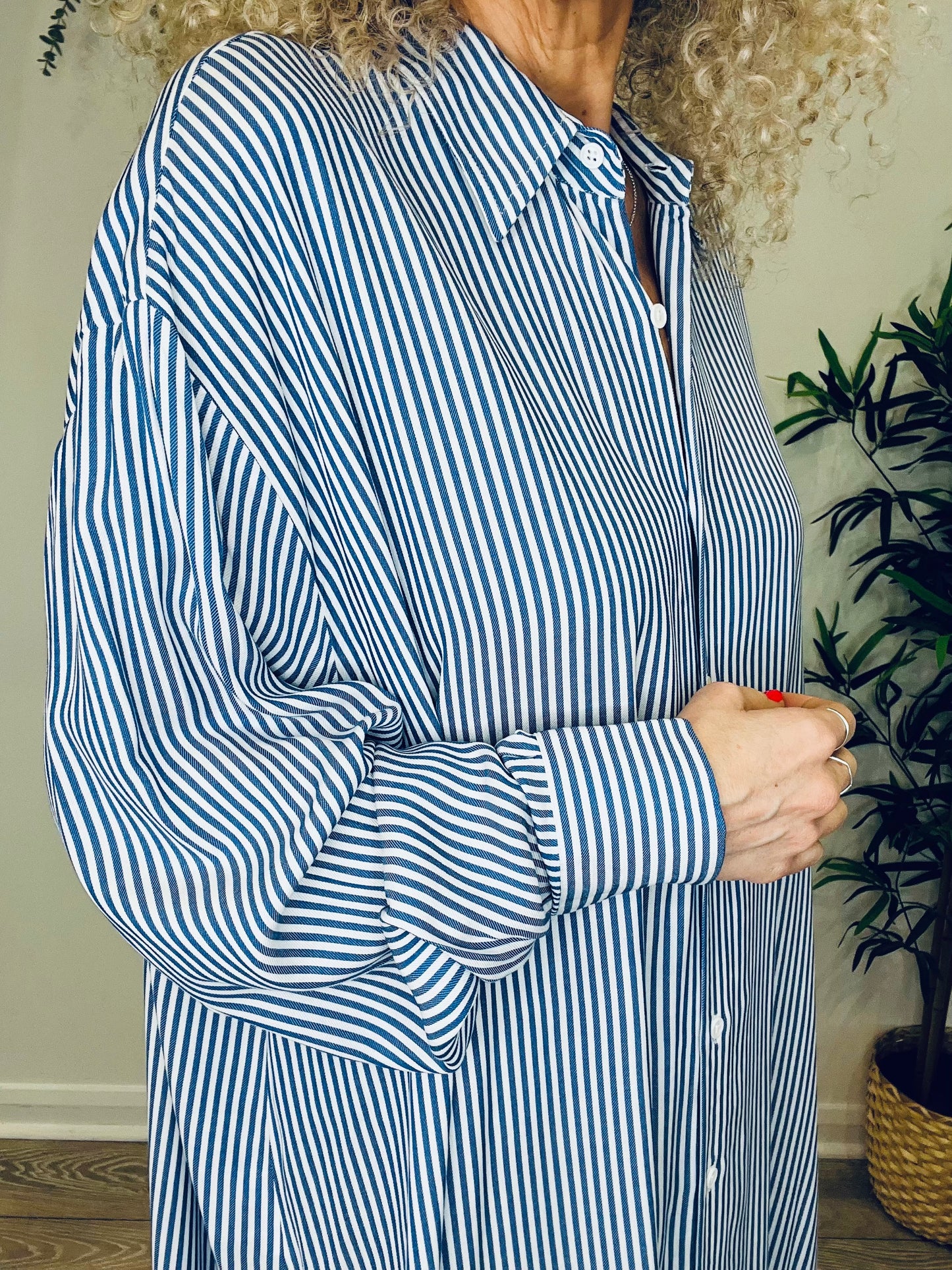 Striped Shirt Dress - Size M/L