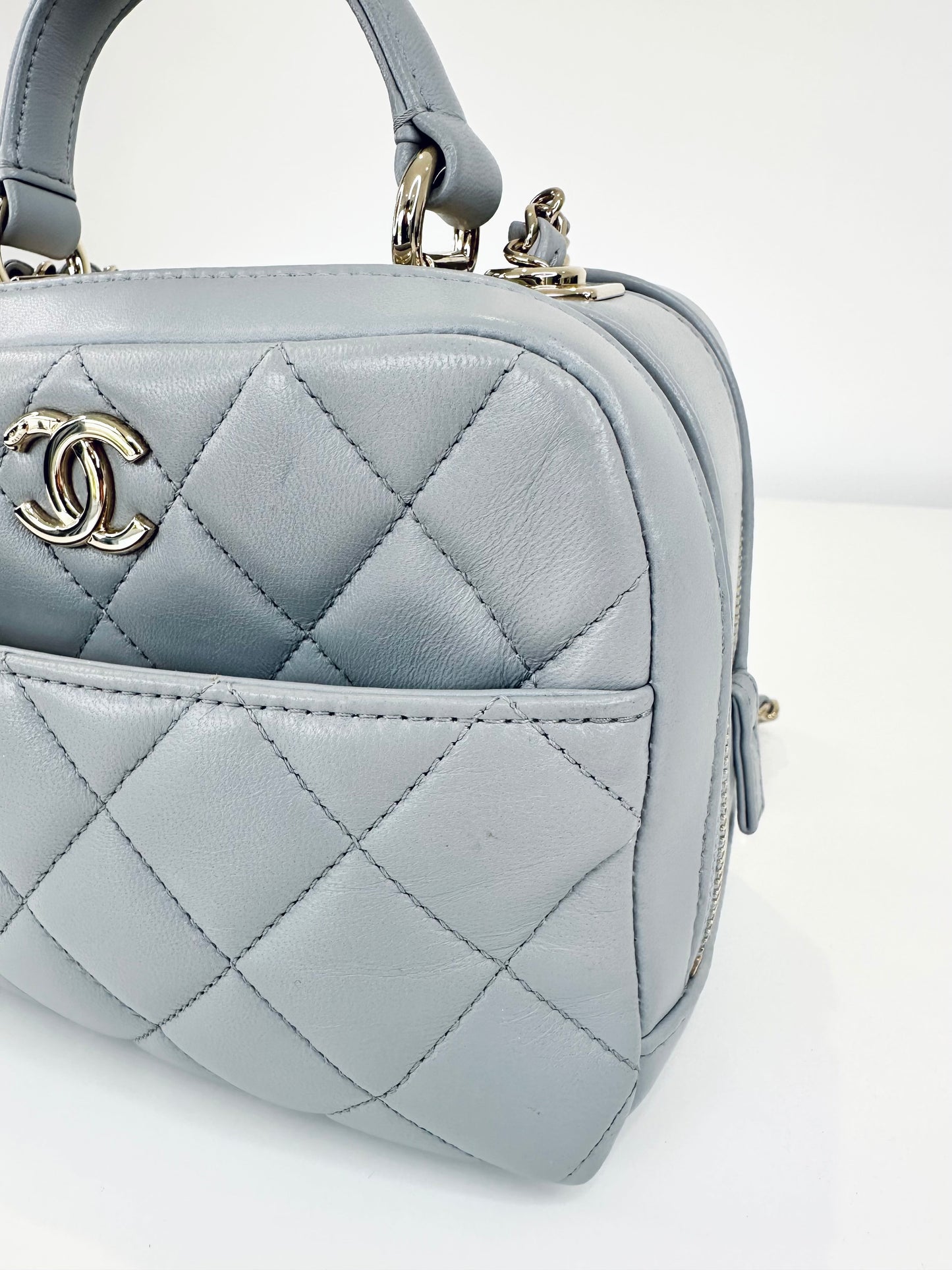 Small Quilted Leather Trendy CC Bowling Bag