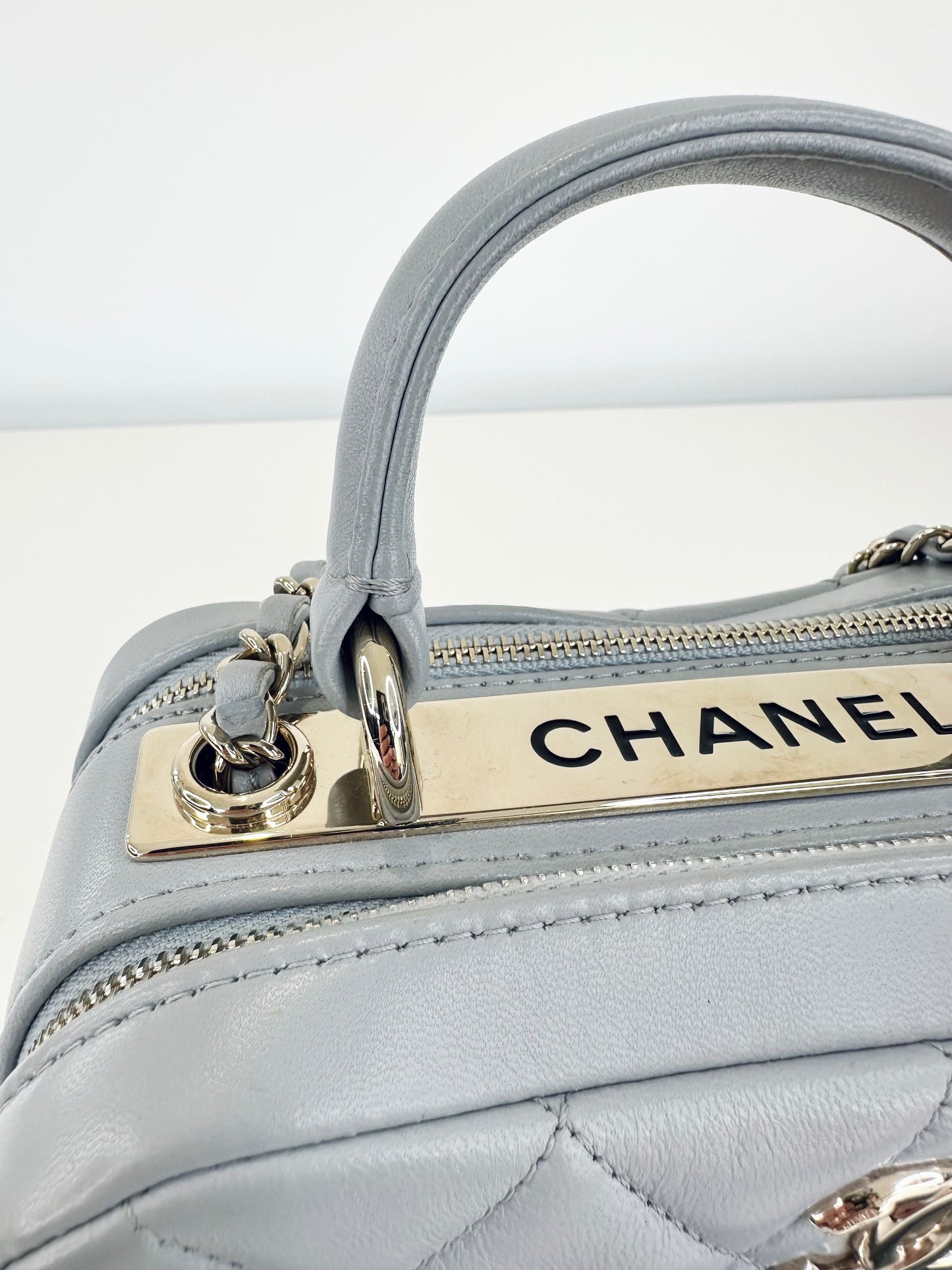 Small Quilted Leather Trendy CC Bowling Bag
