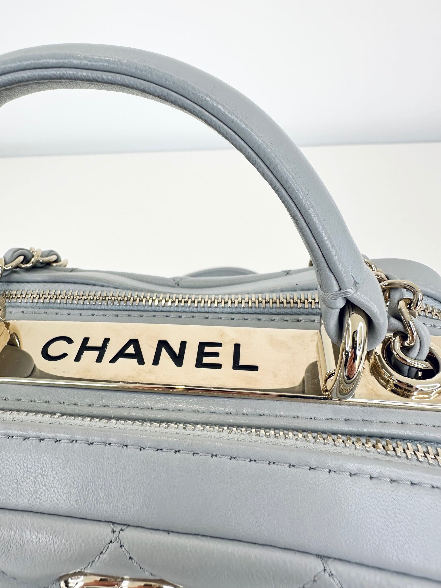 Small Quilted Leather Trendy CC Bowling Bag