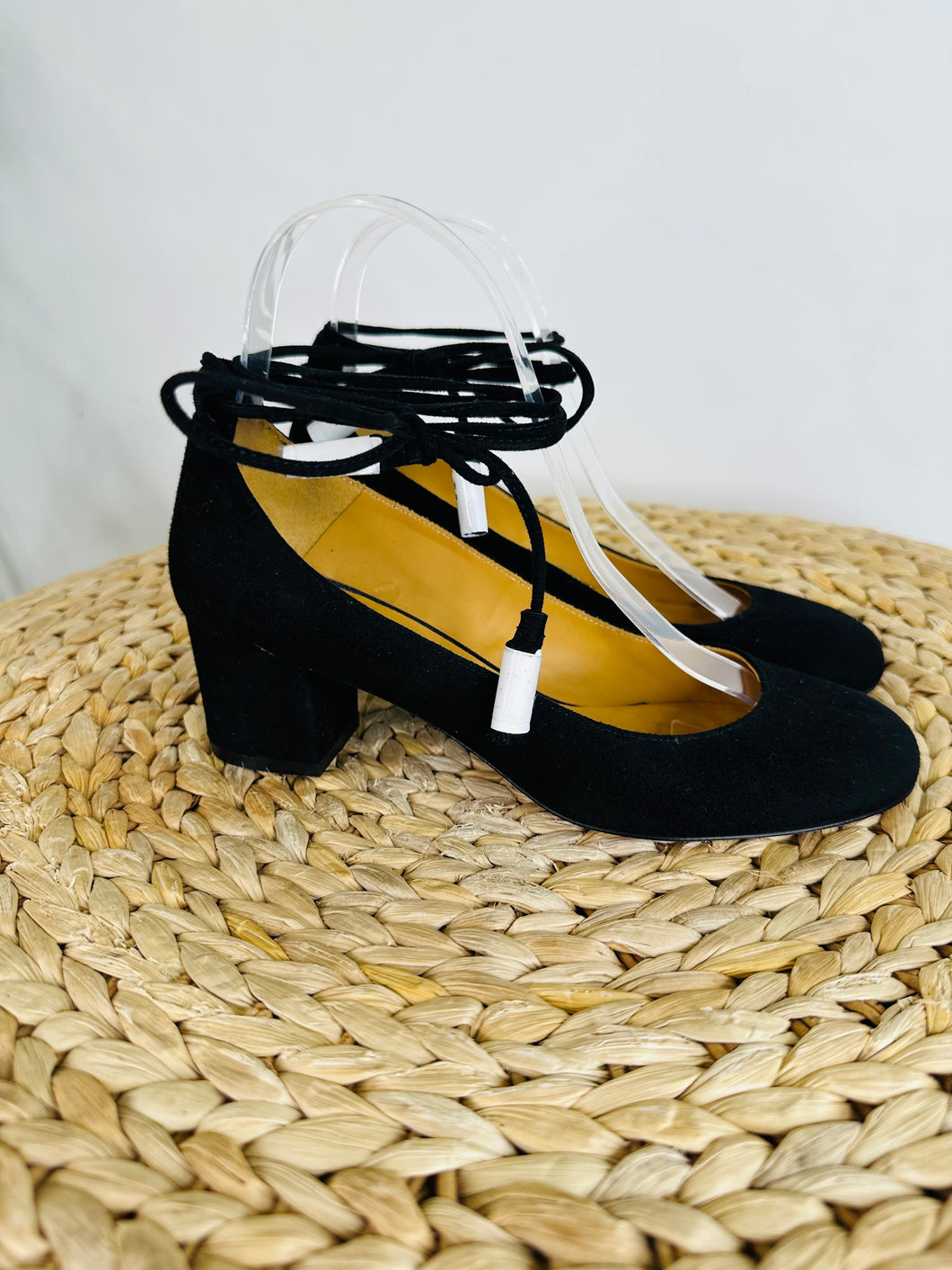 Suede Lace-up Heels - Size 36