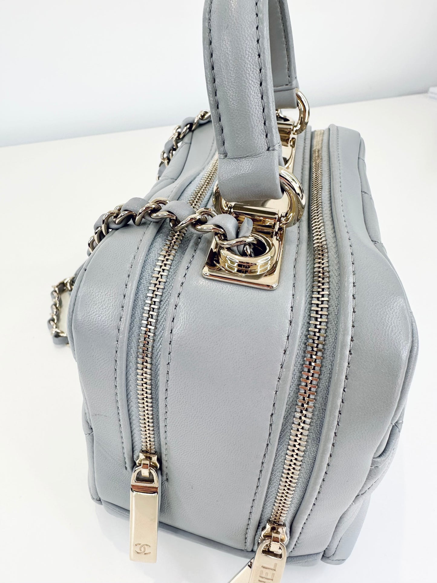 Small Quilted Leather Trendy CC Bowling Bag