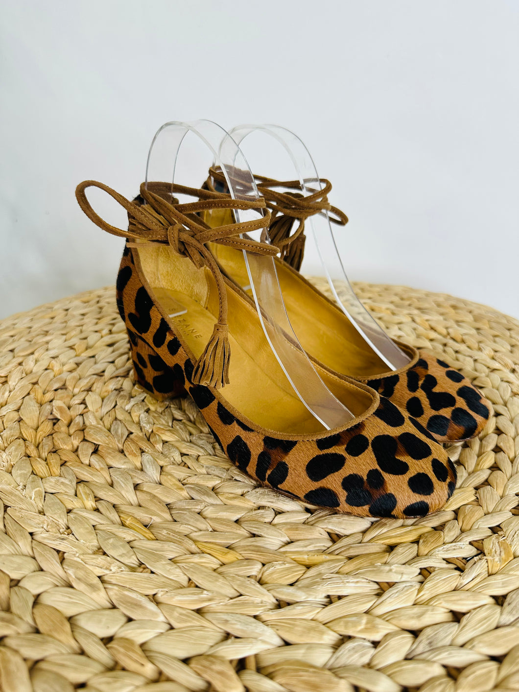 Leopard Print Lace-Up Heels - Size 36