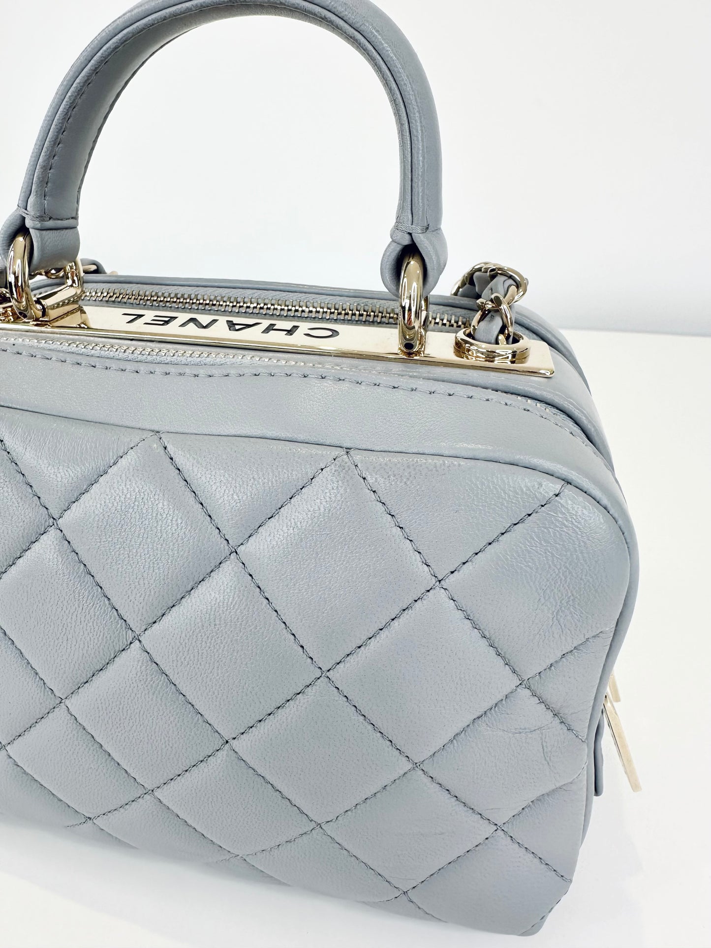 Small Quilted Leather Trendy CC Bowling Bag