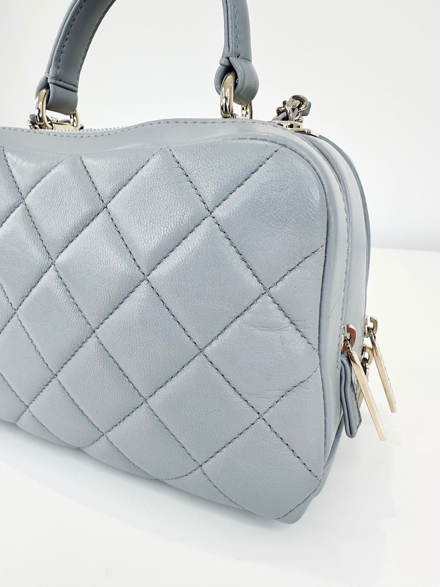 Small Quilted Leather Trendy CC Bowling Bag