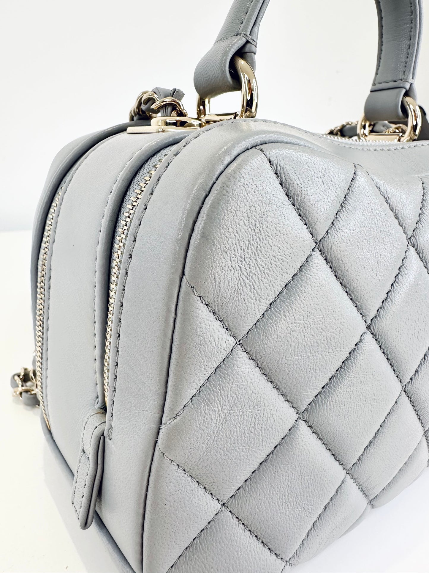 Small Quilted Leather Trendy CC Bowling Bag