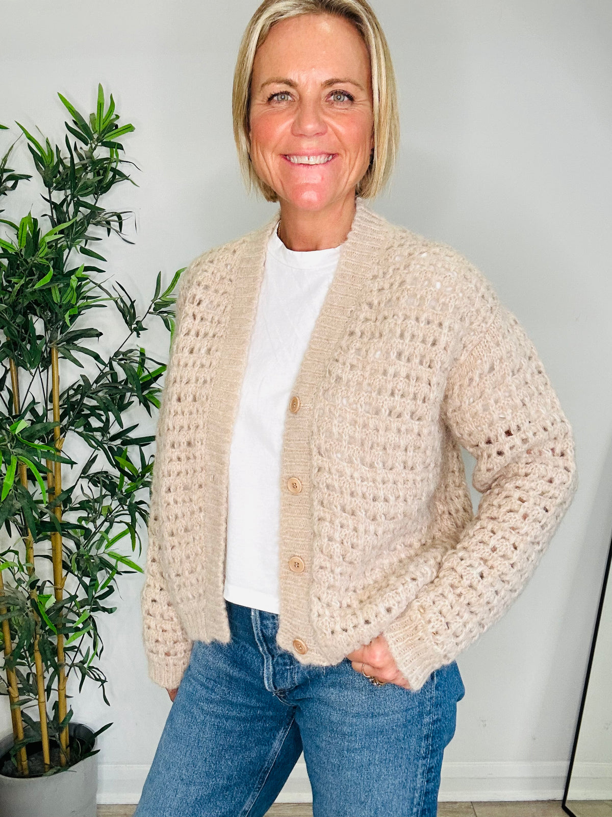 Open Knit Cardigan - Size S