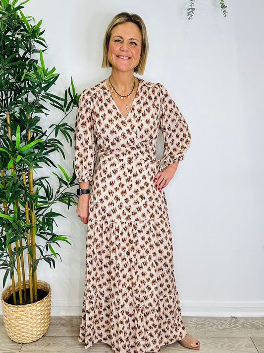 Patterned Wrap Dress - Size 3