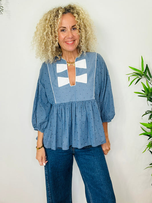 Cotton Check Top - Size S