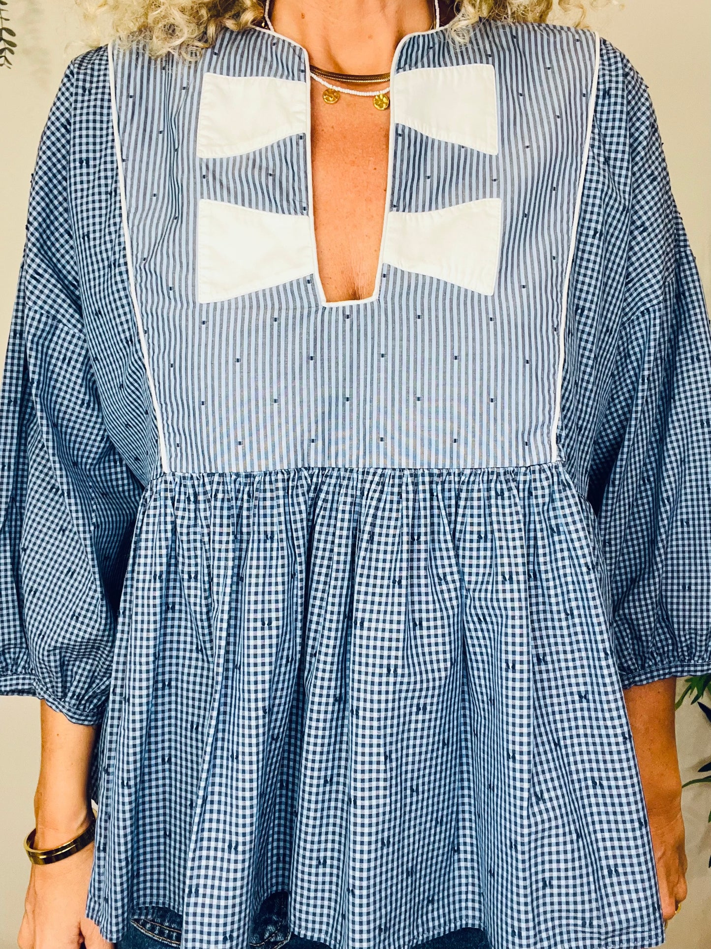 Cotton Check Top - Size S
