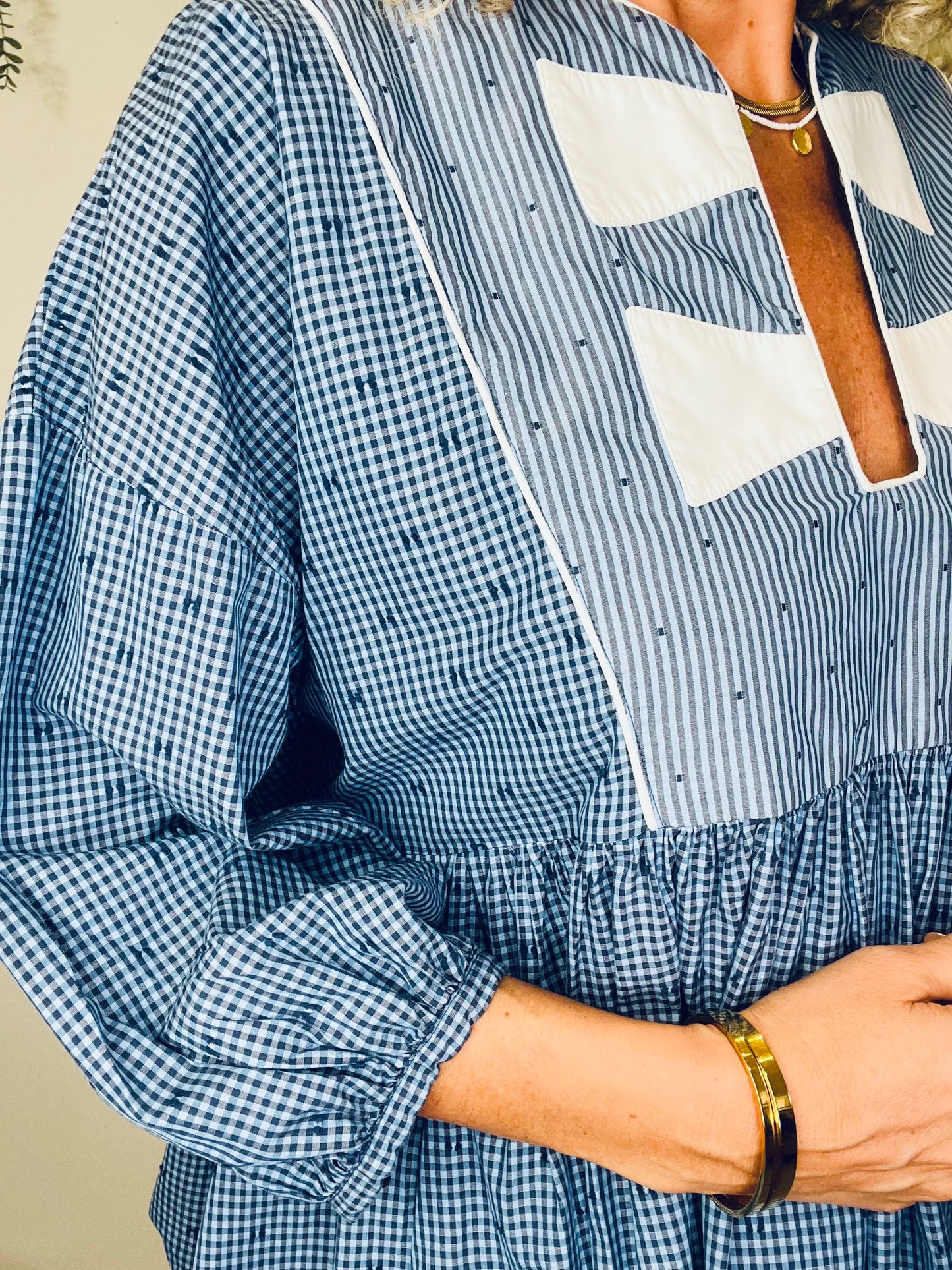 Cotton Check Top - Size S