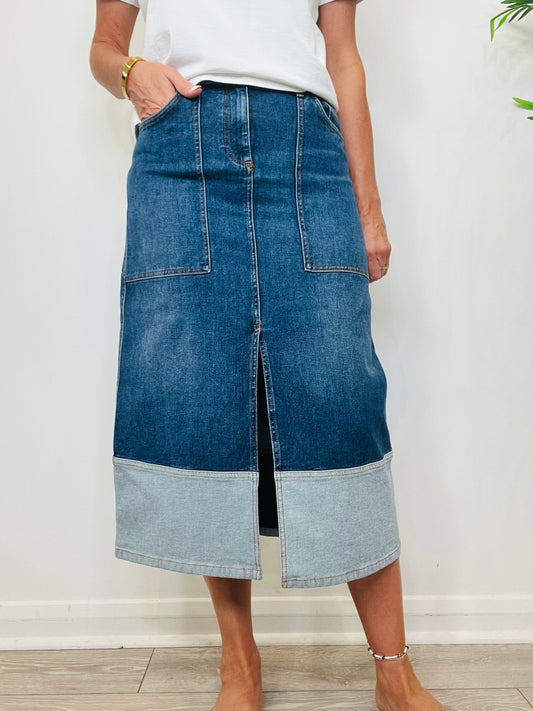 Denim Midi Skirt - Size 38