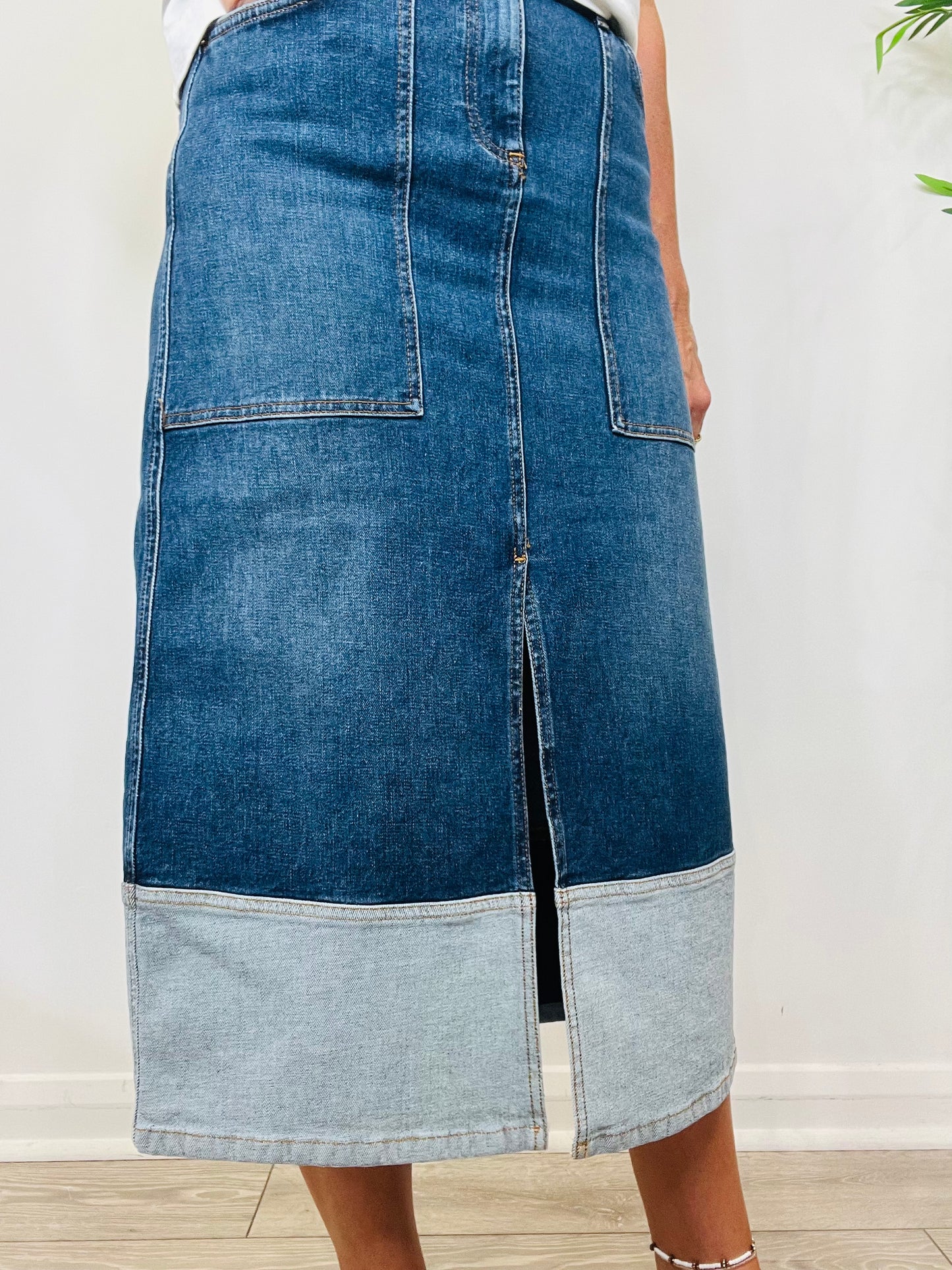 Denim Midi Skirt - Size 38