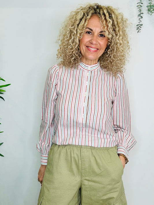 Striped Cotton Blouse - Size 36