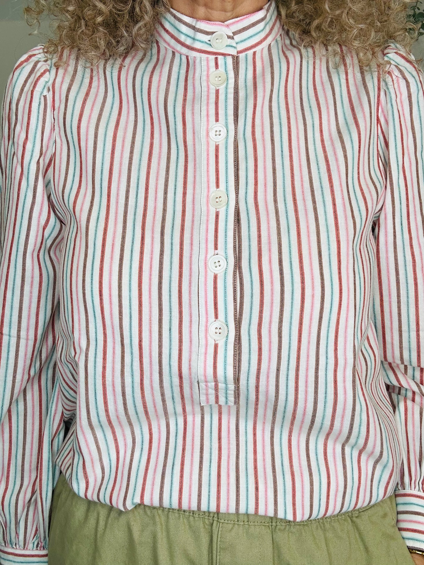 Striped Cotton Blouse - Size 36