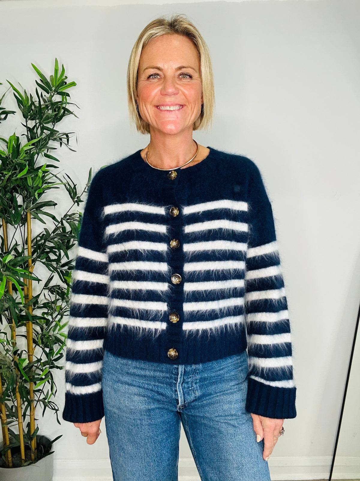 Striped Cashmere Cardigan - Size S