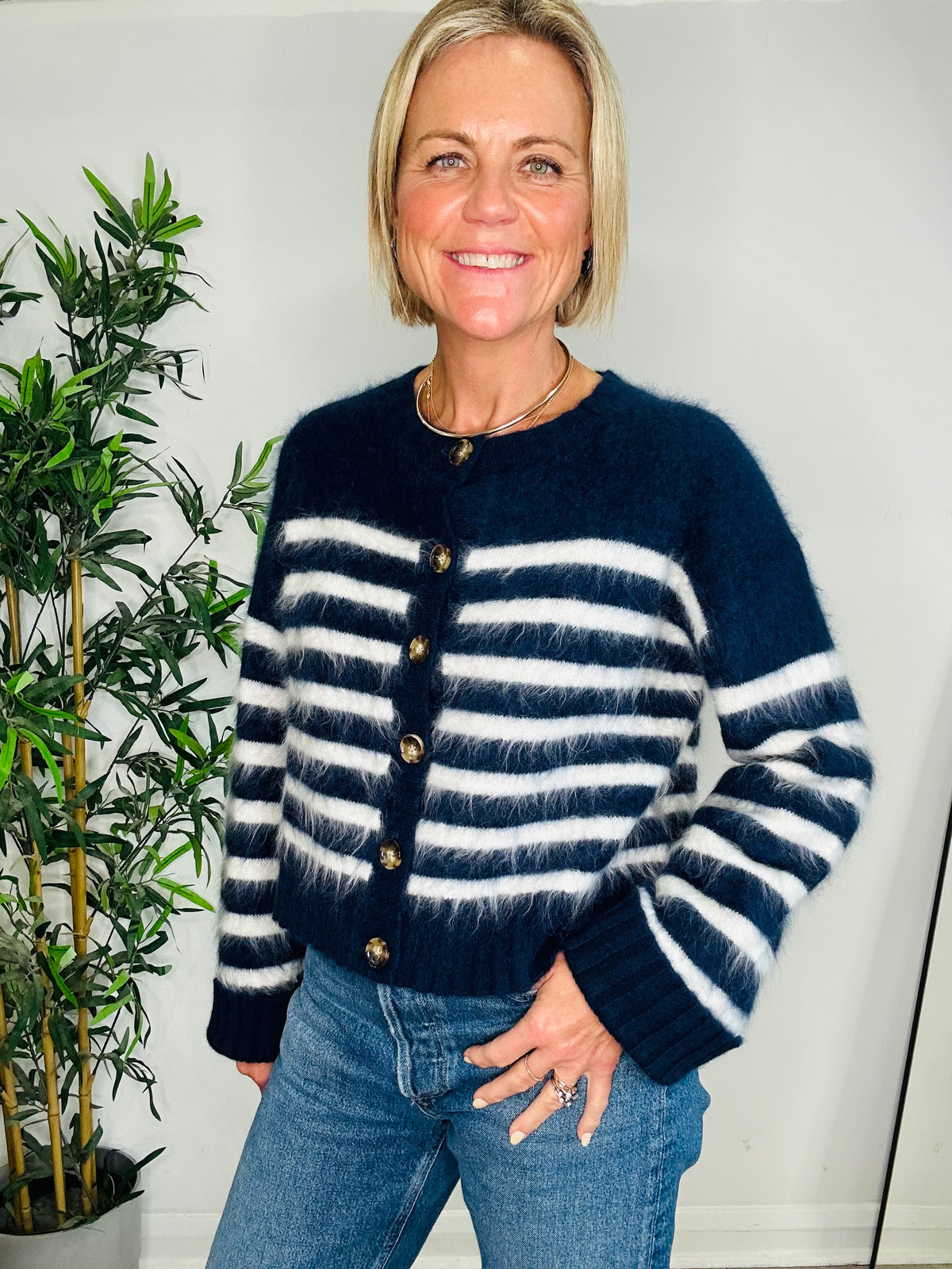 Striped Cashmere Cardigan - Size S