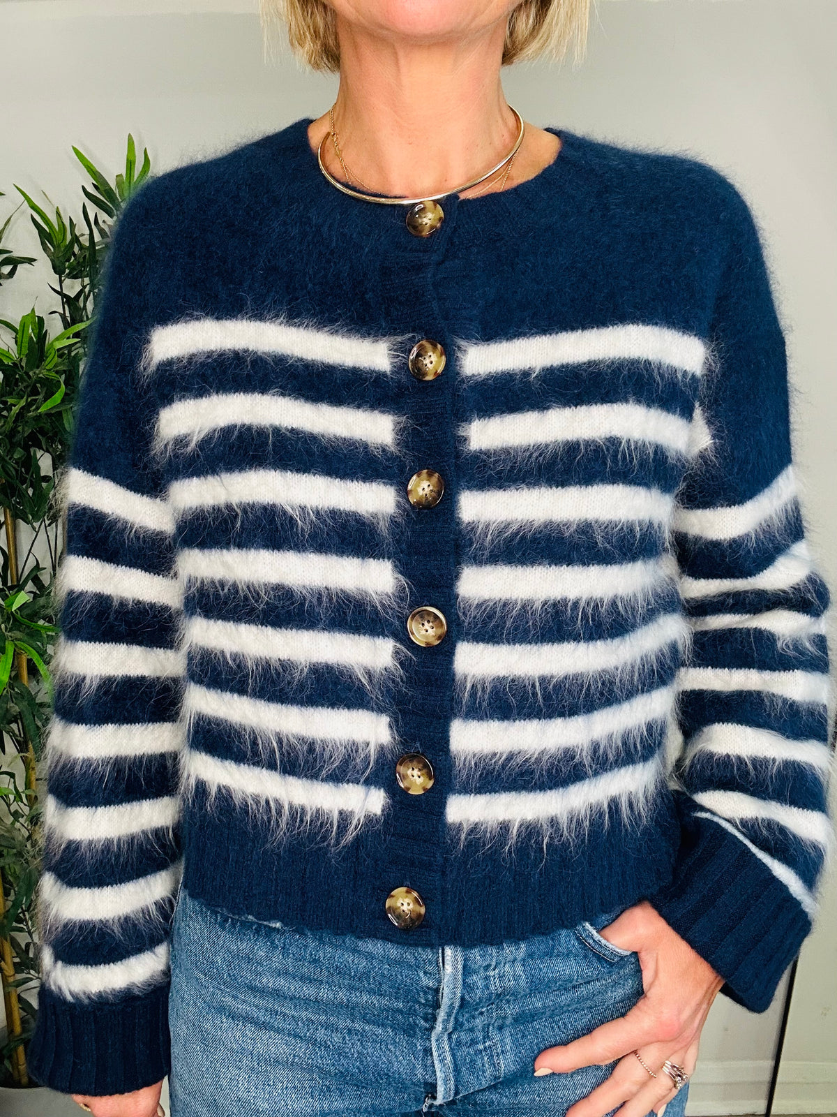 Striped Cashmere Cardigan - Size S
