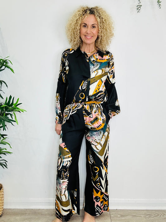 Silk Blouse & Trouser Set - Size 34