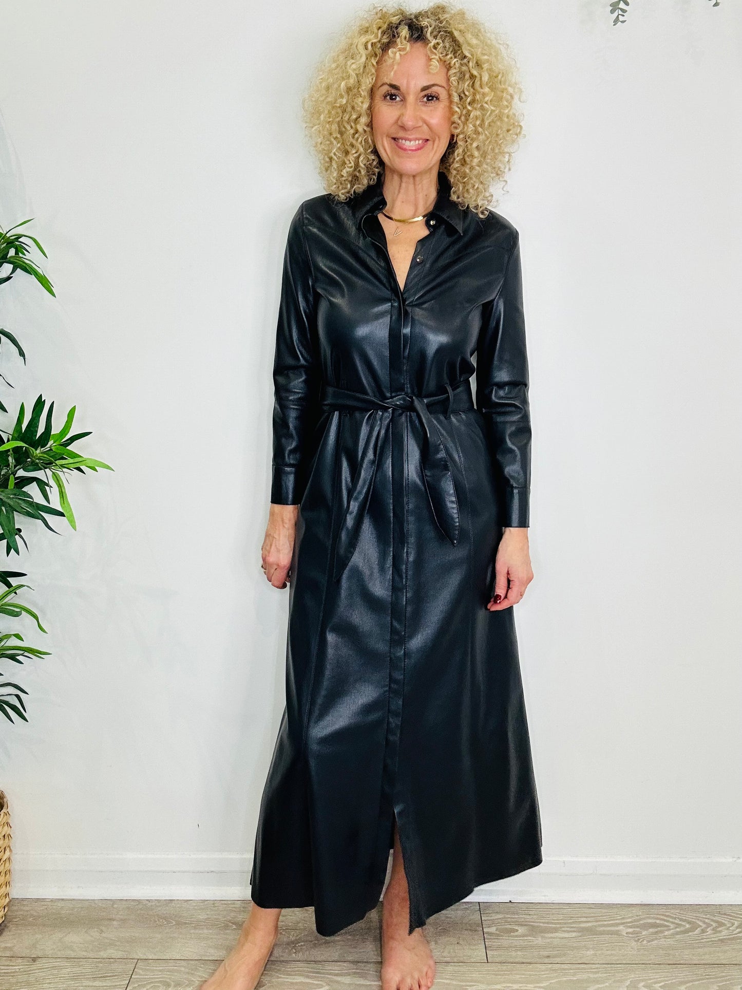 Faux Leather Dress - Size S