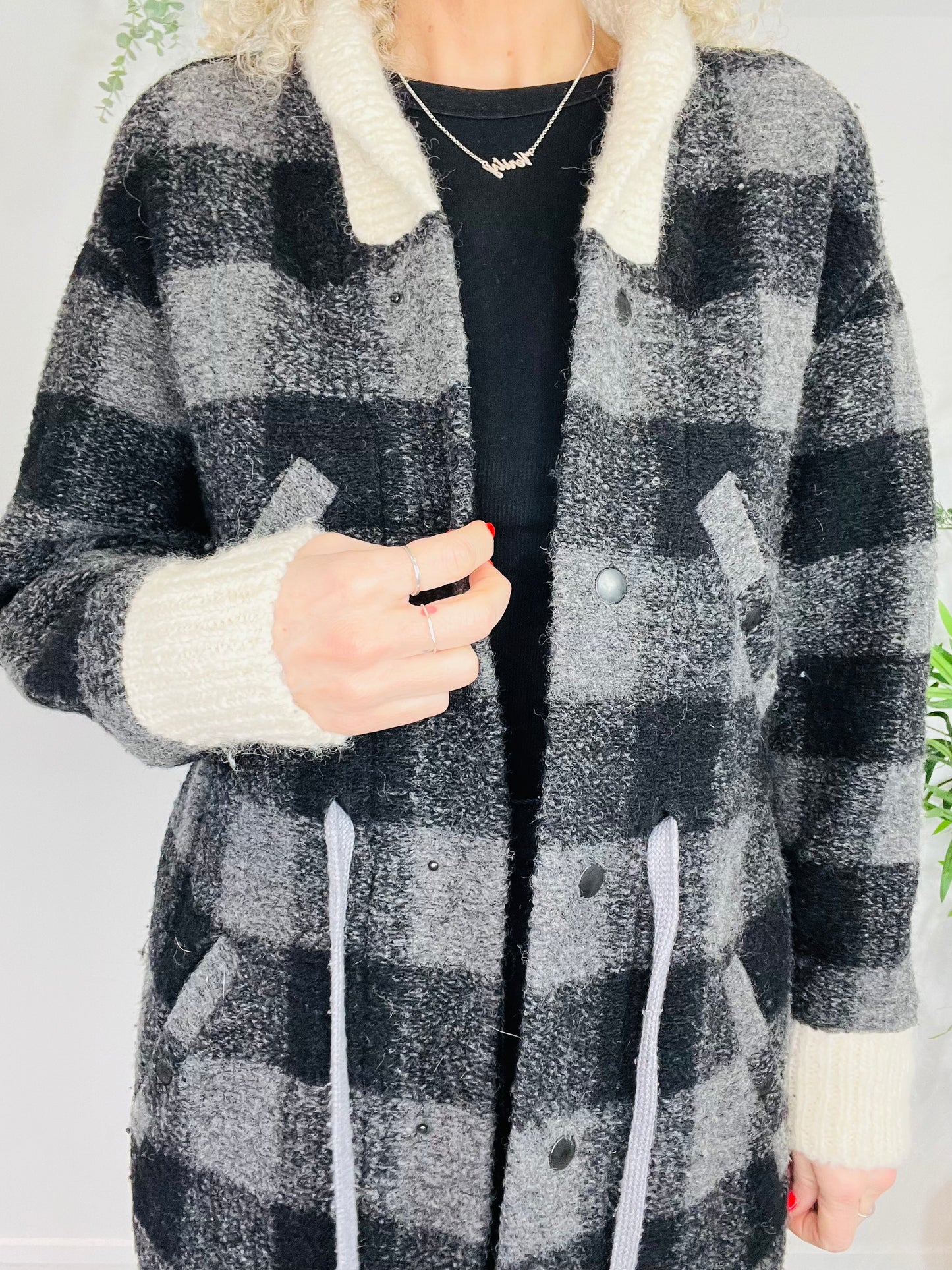 Check Wool Coat - Size 40