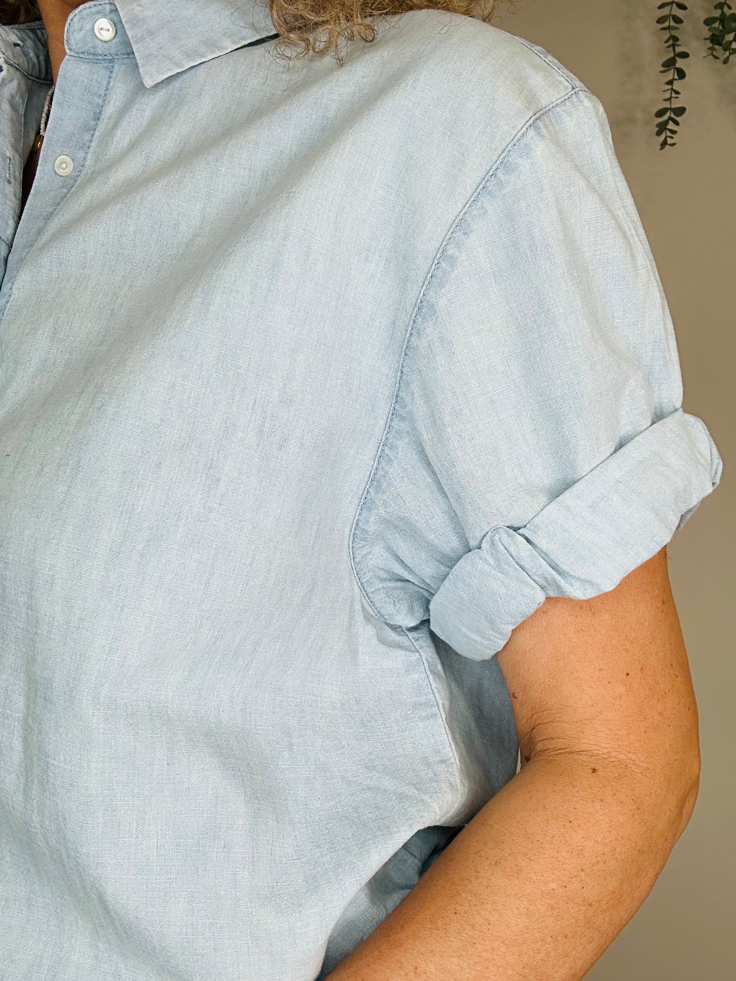 Short Sleeve Denim Shirt - Size S