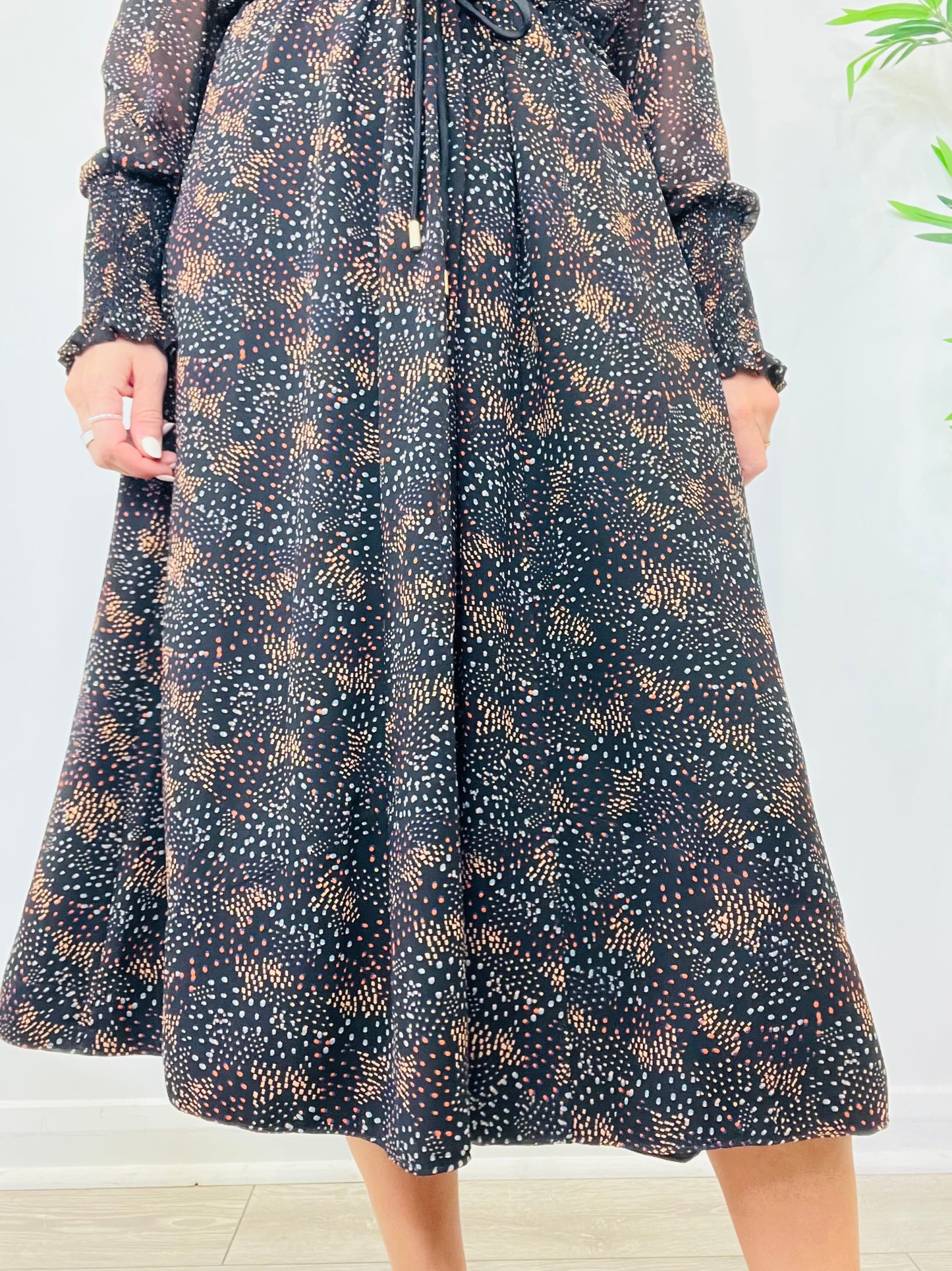 Patterned Midi Dress - Size 16