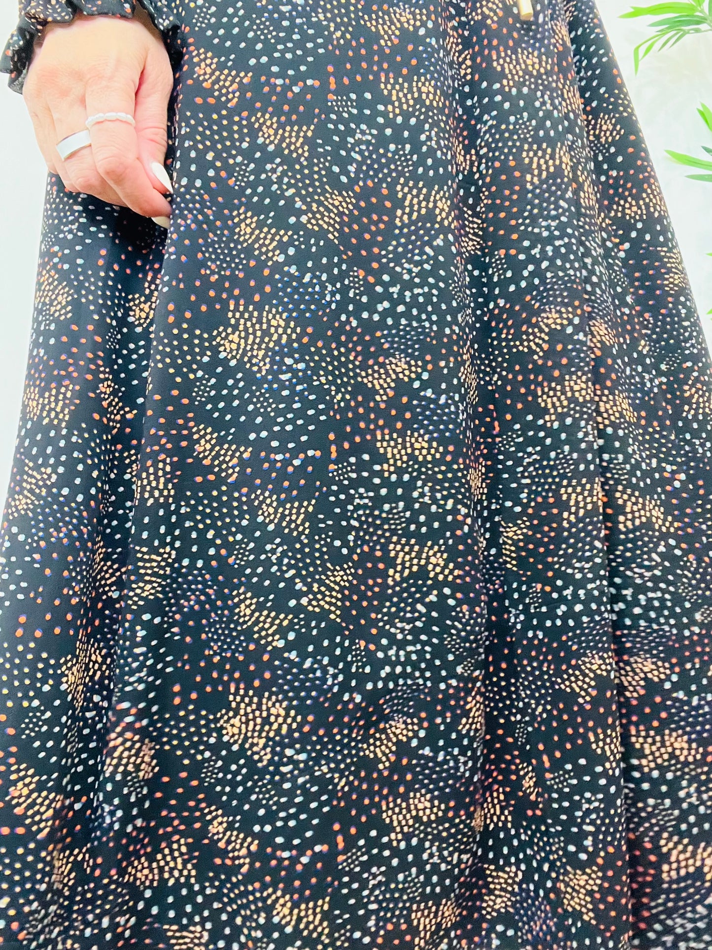 Patterned Midi Dress - Size 16