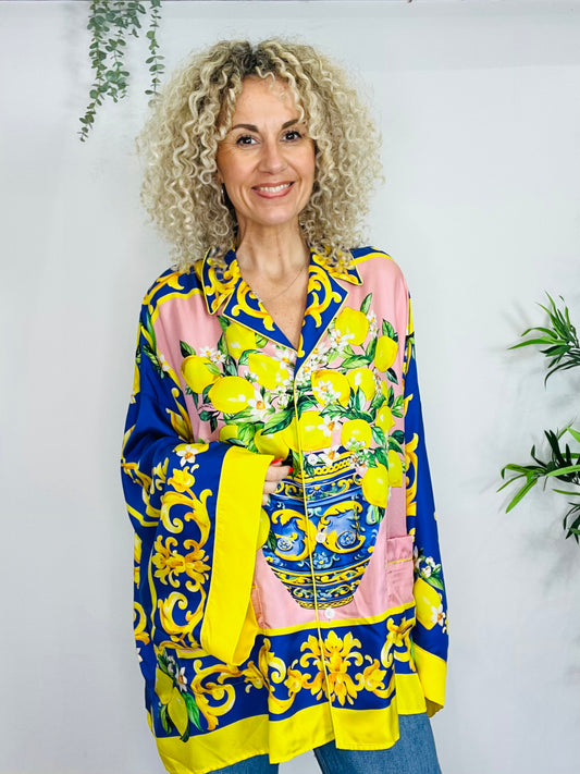 Silk Lemon Print Shirt - Size 44