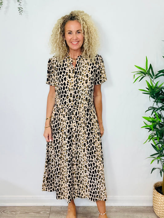 Leopard Print Shirt Dress - Size 16