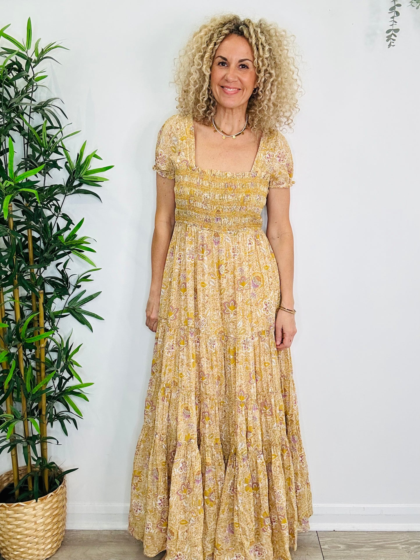 Floral Cotton Maxi Dress - Size L