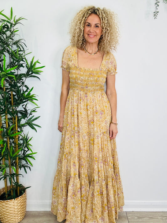 Floral Cotton Maxi Dress - Size L