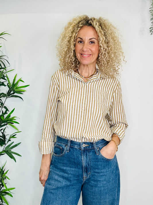 Linen Striped Shirt - Size 14