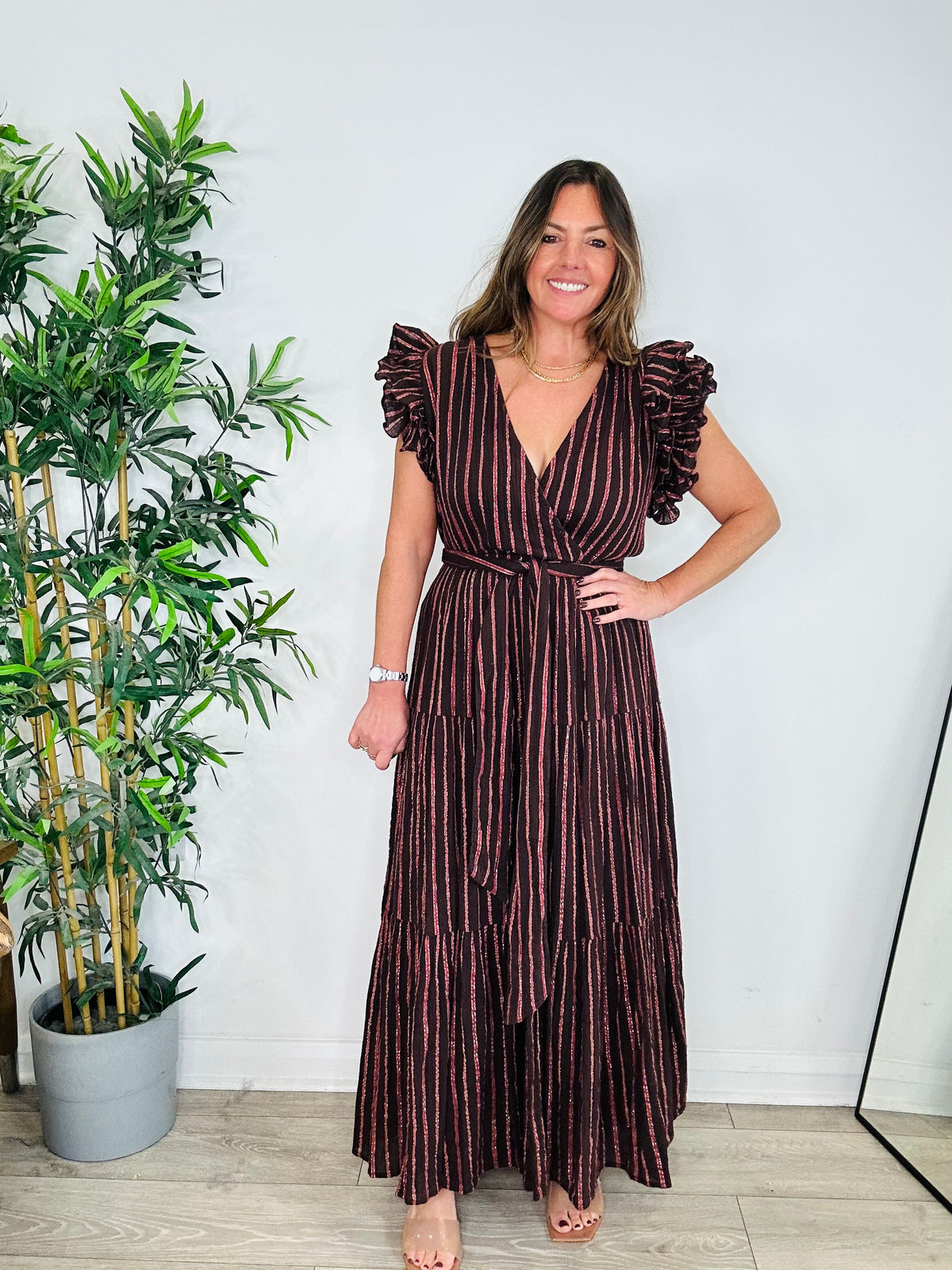 Metallic Stripe Dress - Size 12