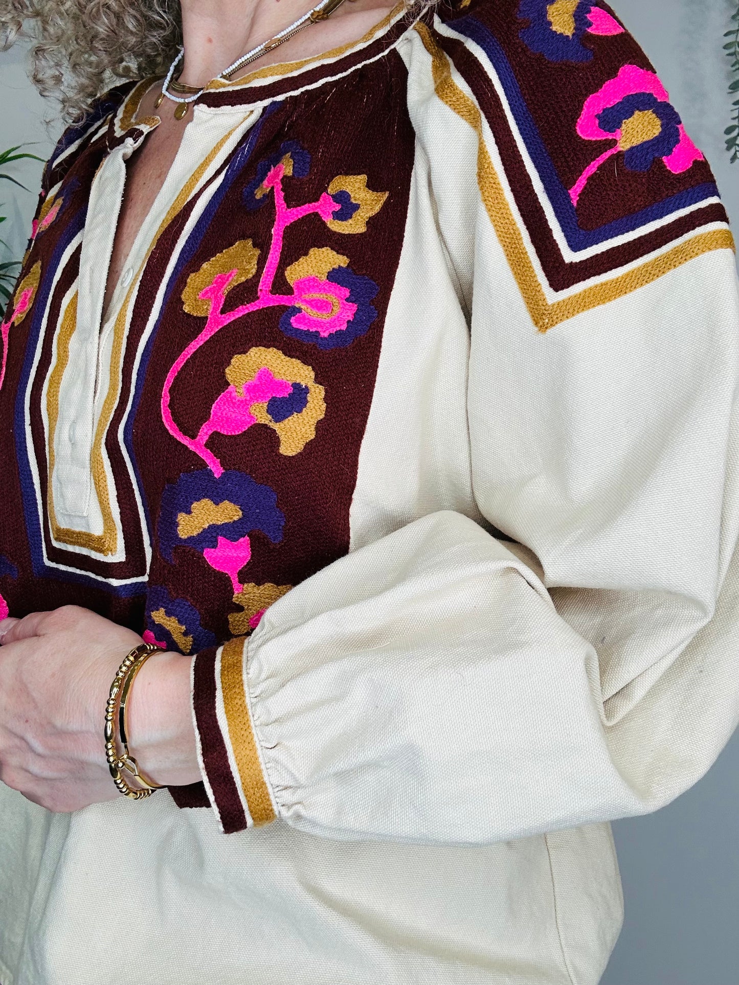 Embroidered Cotton Blouse - Size 42