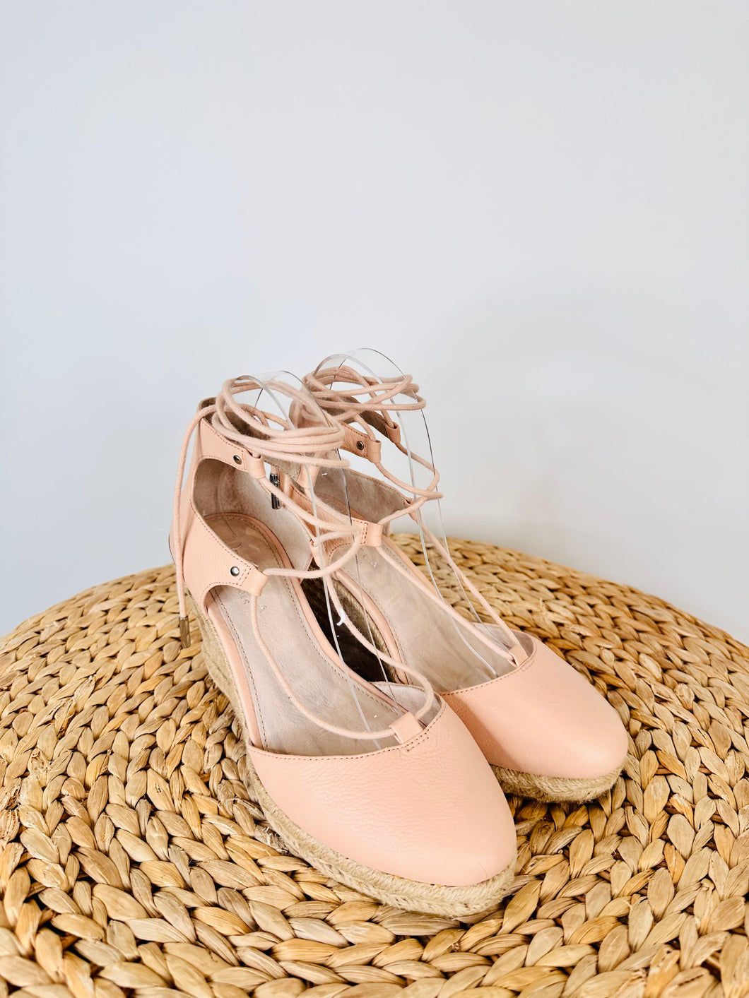 Leather Espadrille Wedges - Size 39