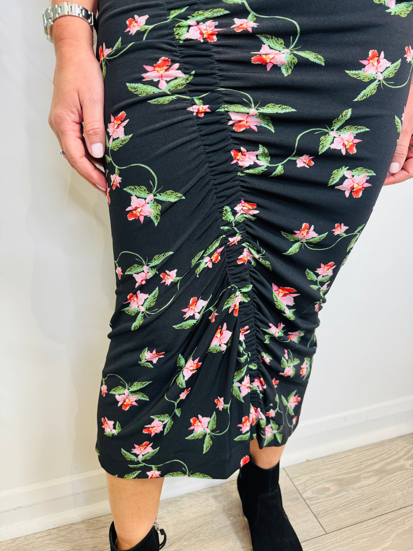 Ruched Floral Skirt - Size S