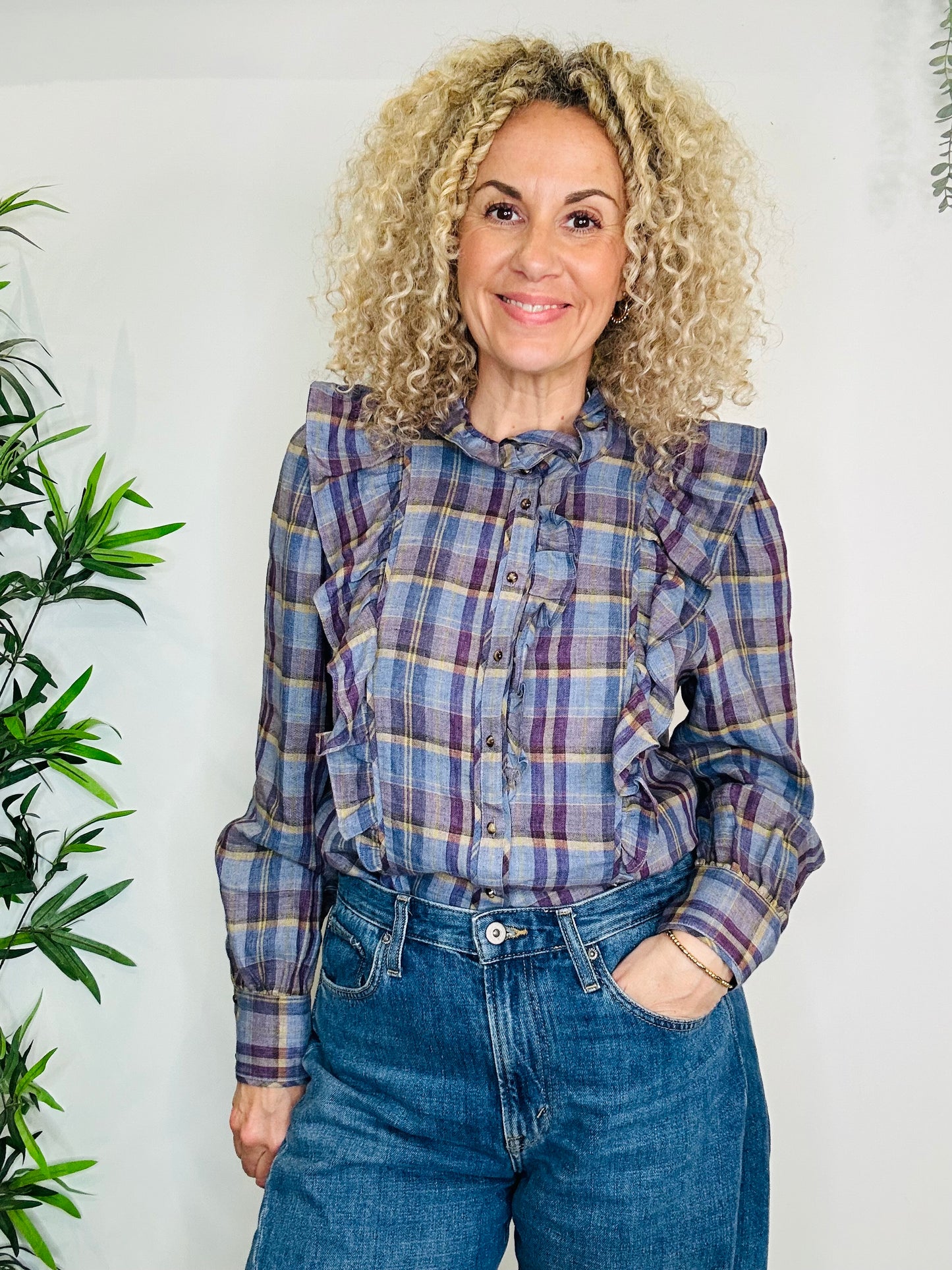 Linen Check Shirt - Size 12