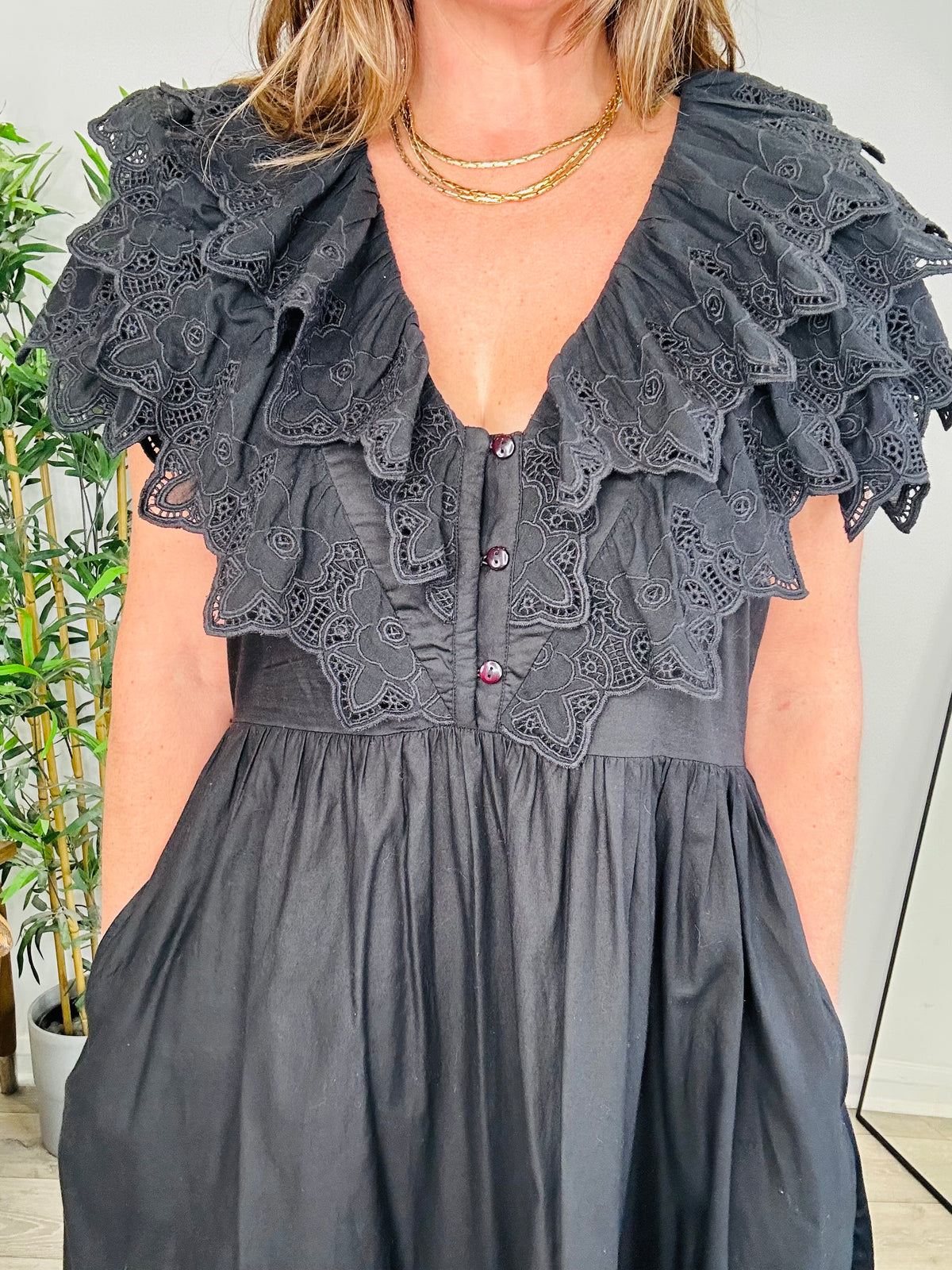Broderie Detail Dress - Size S