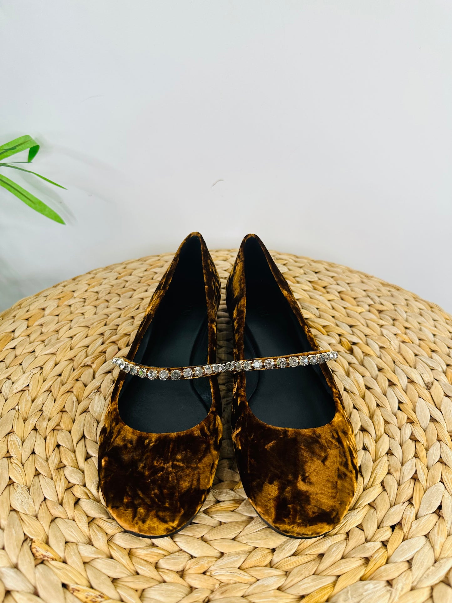 Crystal Velvet Mary Janes - Size 39