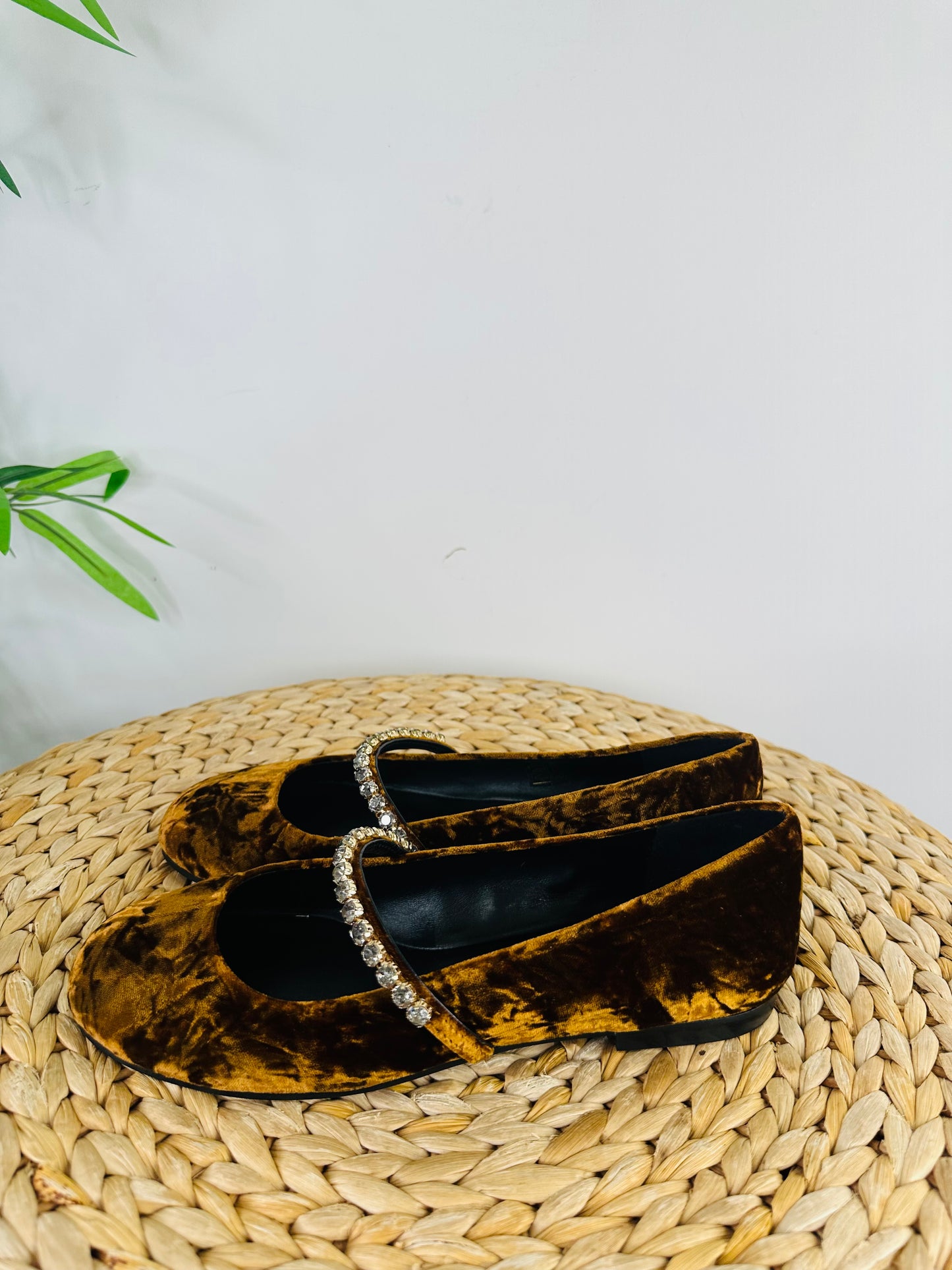 Crystal Velvet Mary Janes - Size 39