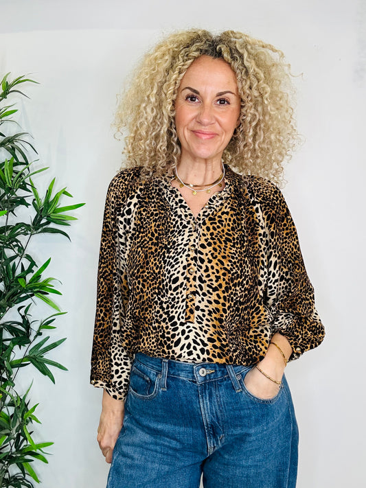 Leopard Print Blouse - Size S