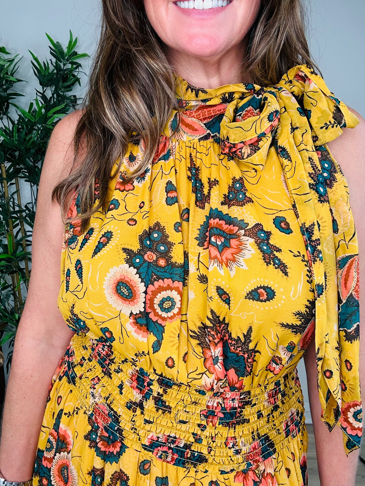 Floral Silk Dress - Size 14