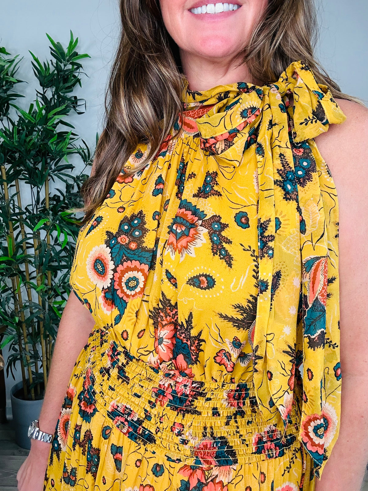 Floral Silk Dress - Size 14
