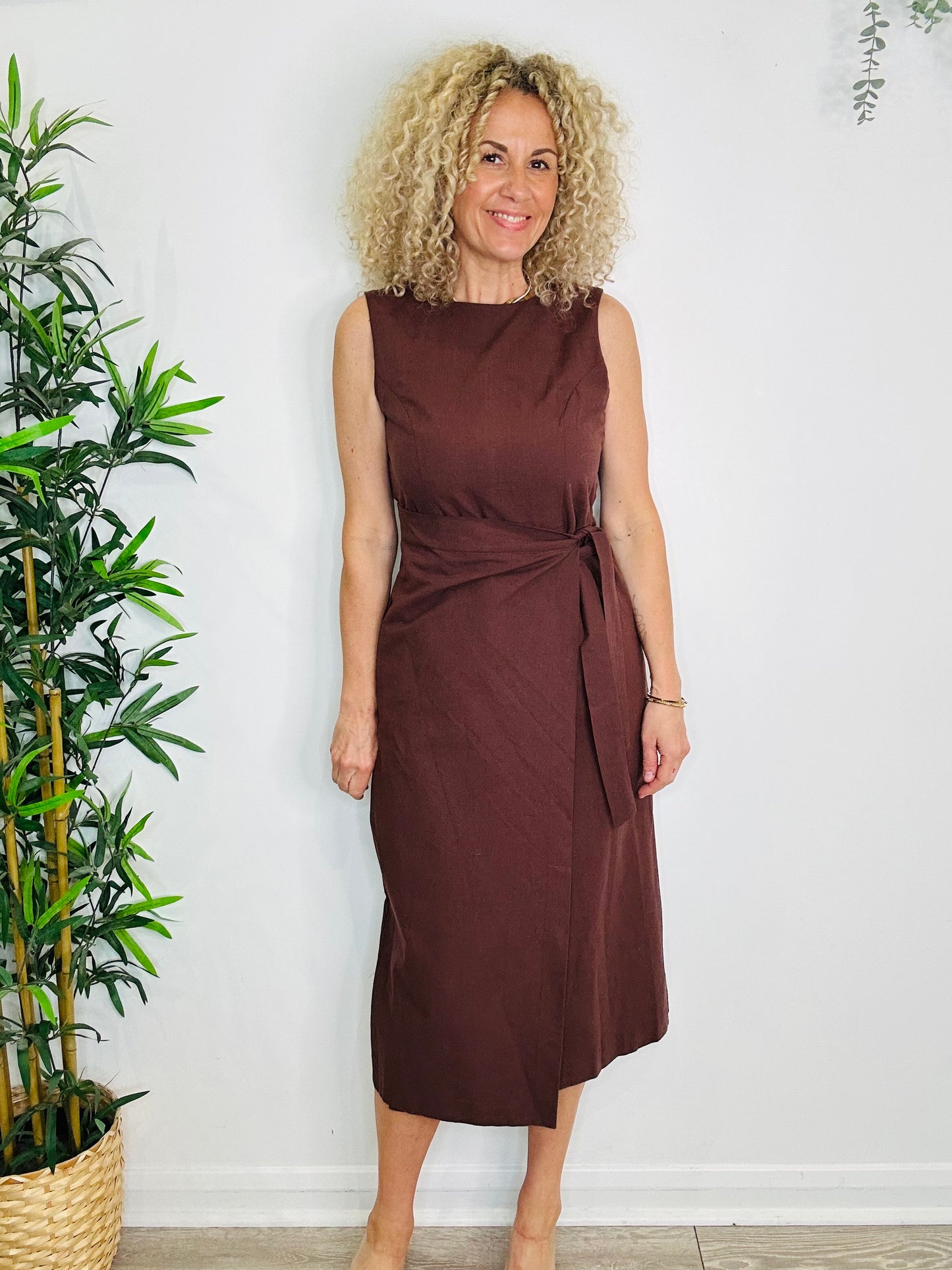Sleeveless Linen Dress - Size 12