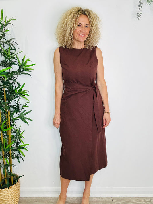 Sleeveless Linen Dress - Size 12